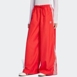 Adidas Women's Red Wide-Leg Track Pants